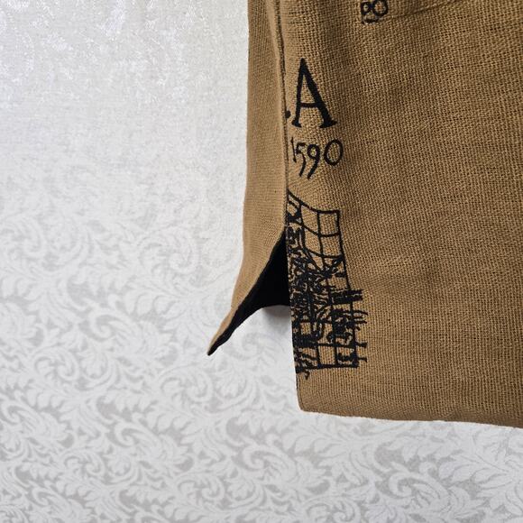 VTG Ashro Africa Map Print Vest sz M Brown Black 100% Cotton Back Adj Belt - Picture 7 of 15